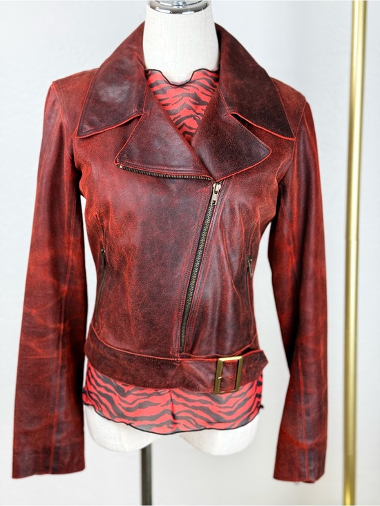 Jewels by Julie Knapp Jackets & Blazers - ARCHIVAL SUIT JEWELS by Julie Knapp Burnished Leather Moto Suit Set/S Red Black